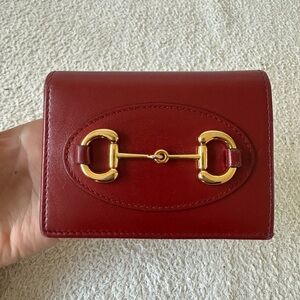 Gucci Horsebit 1955 card case wallet red